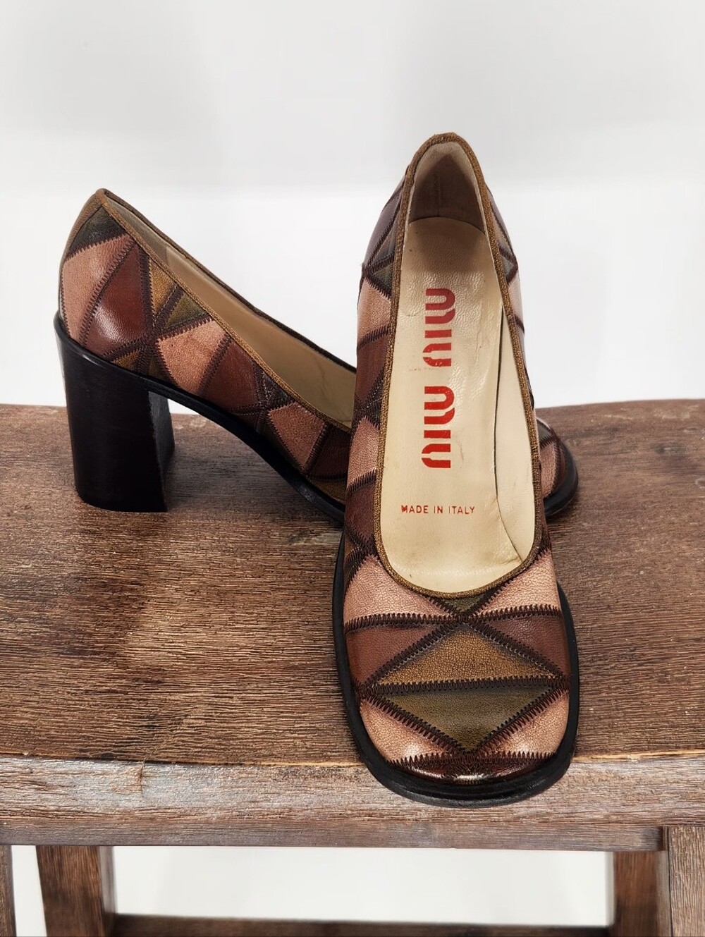 Vintage 90s Miu Miu by PRADA Patchwork Heels Size 5.5.